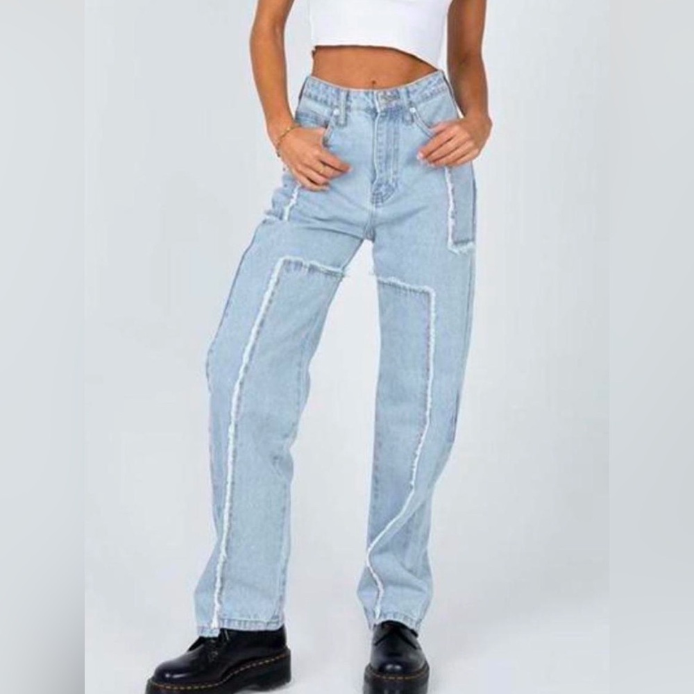 PRINCESS POLLY Serenity Light Blue High-Waisted Jeans size 2